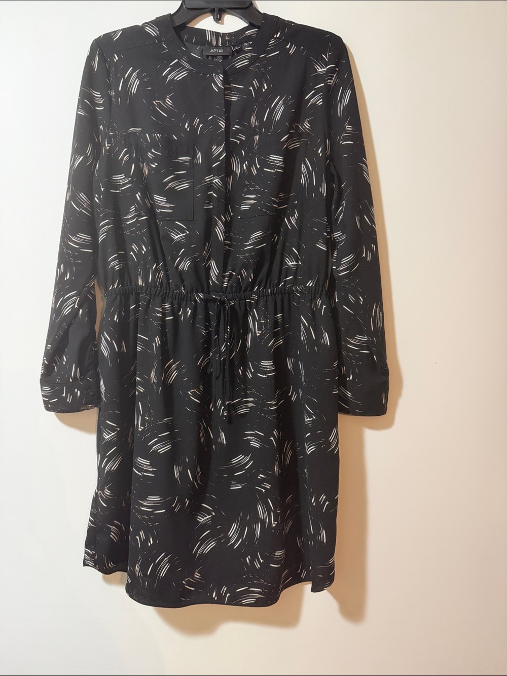 Apt. 9 Black Brushstroke-Print Long Sleeve Mini Dress